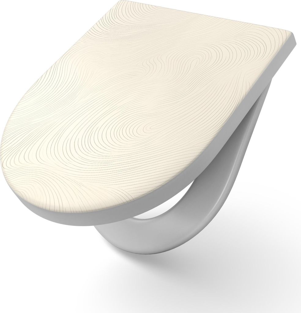 DEQORI WC-Sitz Duroplast 36,4x45,4 cm 'In feinen Linien' Toilettensitz WC-Brille Design