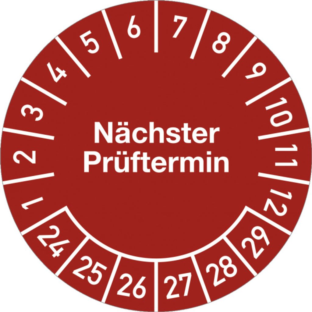 Dreifke Prüfplakette Nächster Prüftermin 2024 - 2029, Folie, Ø 30 mm, 10 Stü...