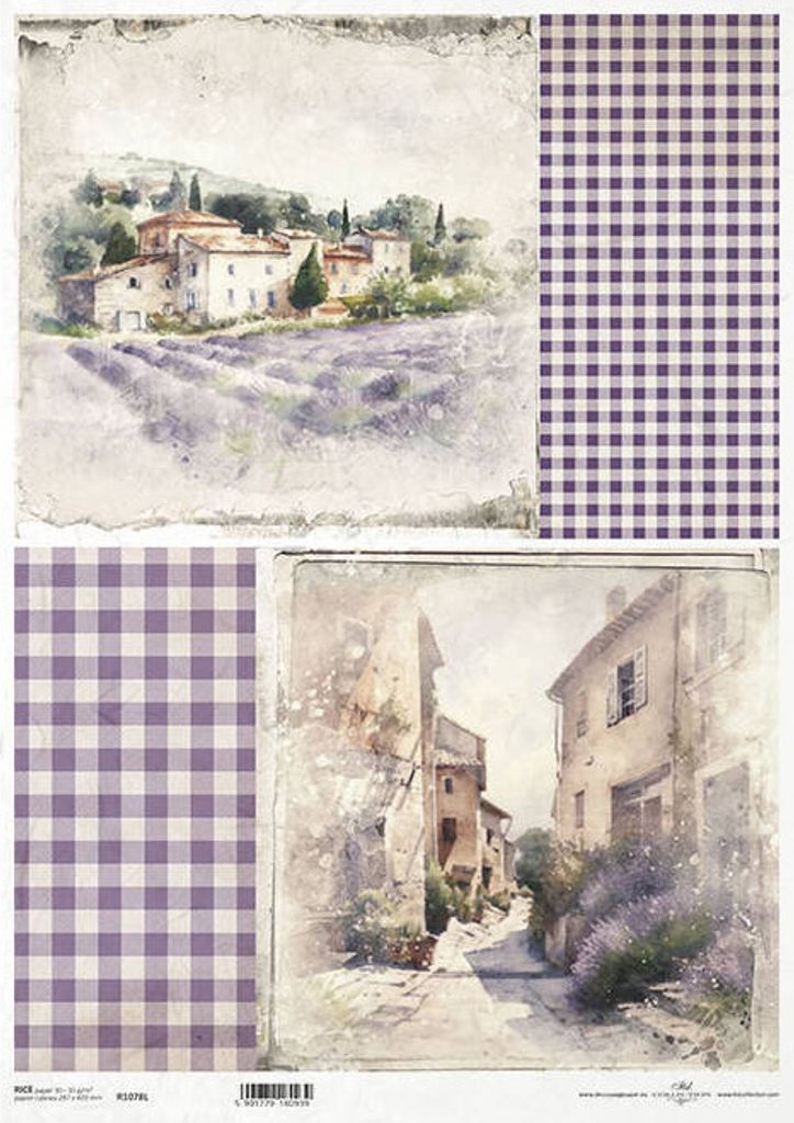 Reispapier für Decoupage A3 ITD-1078L Lavendelfelder, Lavendel
