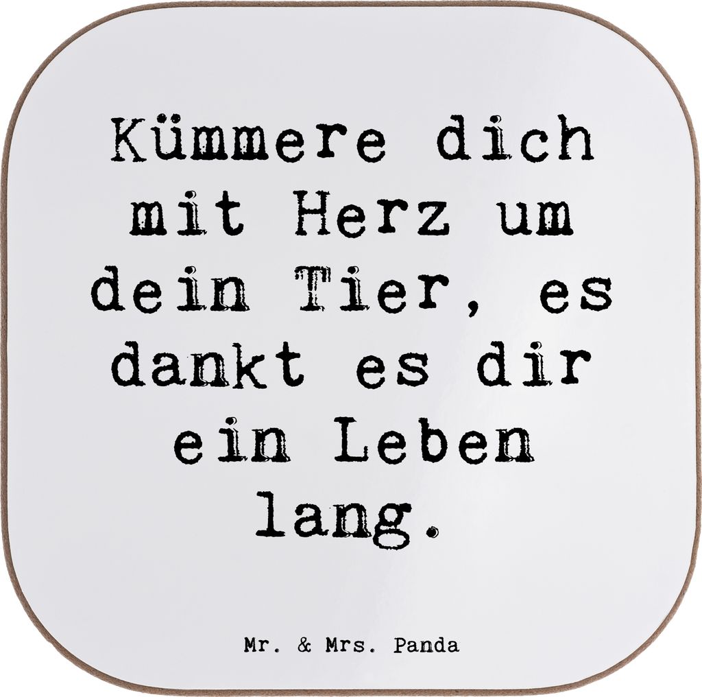 Mr. & Mrs. Panda Tischschoner Spruch Haustiere pflegen - Weiß - Geschenk, Untersetzer für Gläser, Zuversicht, tägliche Fürsorge, bieruntersetz...