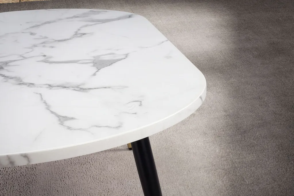 WOHNLING Tavolino 120x60x41,5 cm con aspetto marmo Bianco Tavolo da soggiorno moderno con struttura in metallo Tavolino da divano Tavolo ovale Tavolino grande Soggiorno - 4
