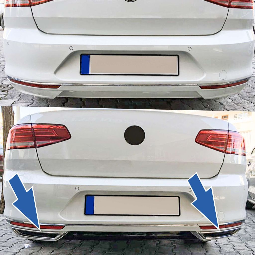 Edelstahl Auspuff Atrappen passend für Passat B8, 3G | LIMOUSINE + VARIANT | 2014-2019