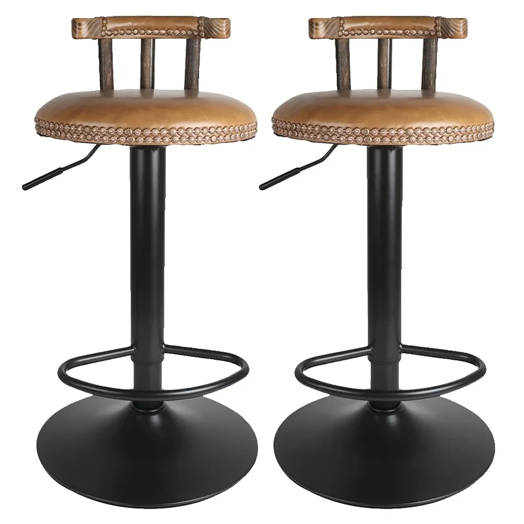 Tabouret de bar réglable confort chocolat anti-rayure de sol