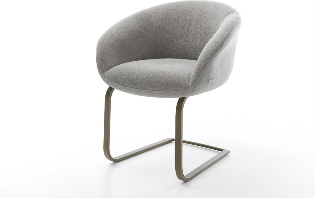 DELIFE Freischwinger Vinka-Flex mit Armlehnen Strukturstoff Soft Grau Freischwinger flach Effektfinish Titan Taschenfederkern