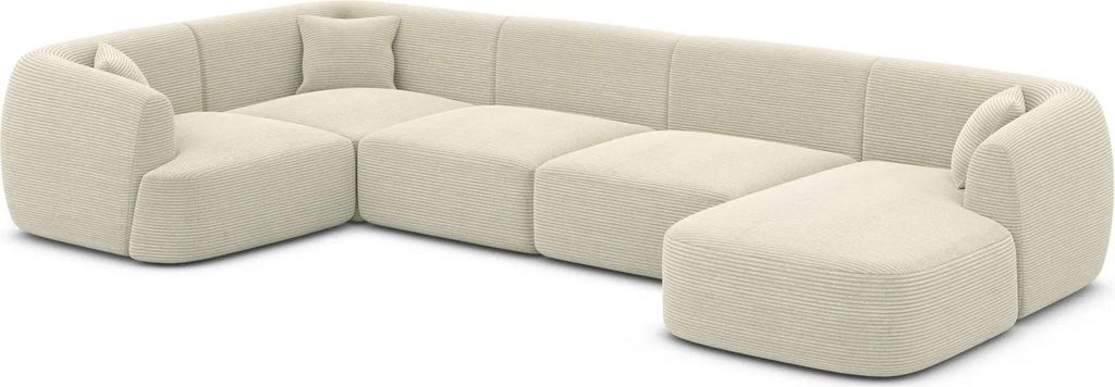 Cord U-Form XL Wohnlandschaft Elvira Hellbeige Rechts