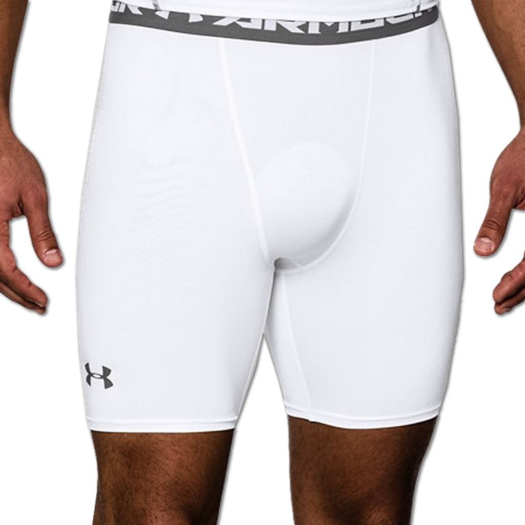 Under Armour HeatGear Herren Kompressionsshorts – Mittellang Weiß