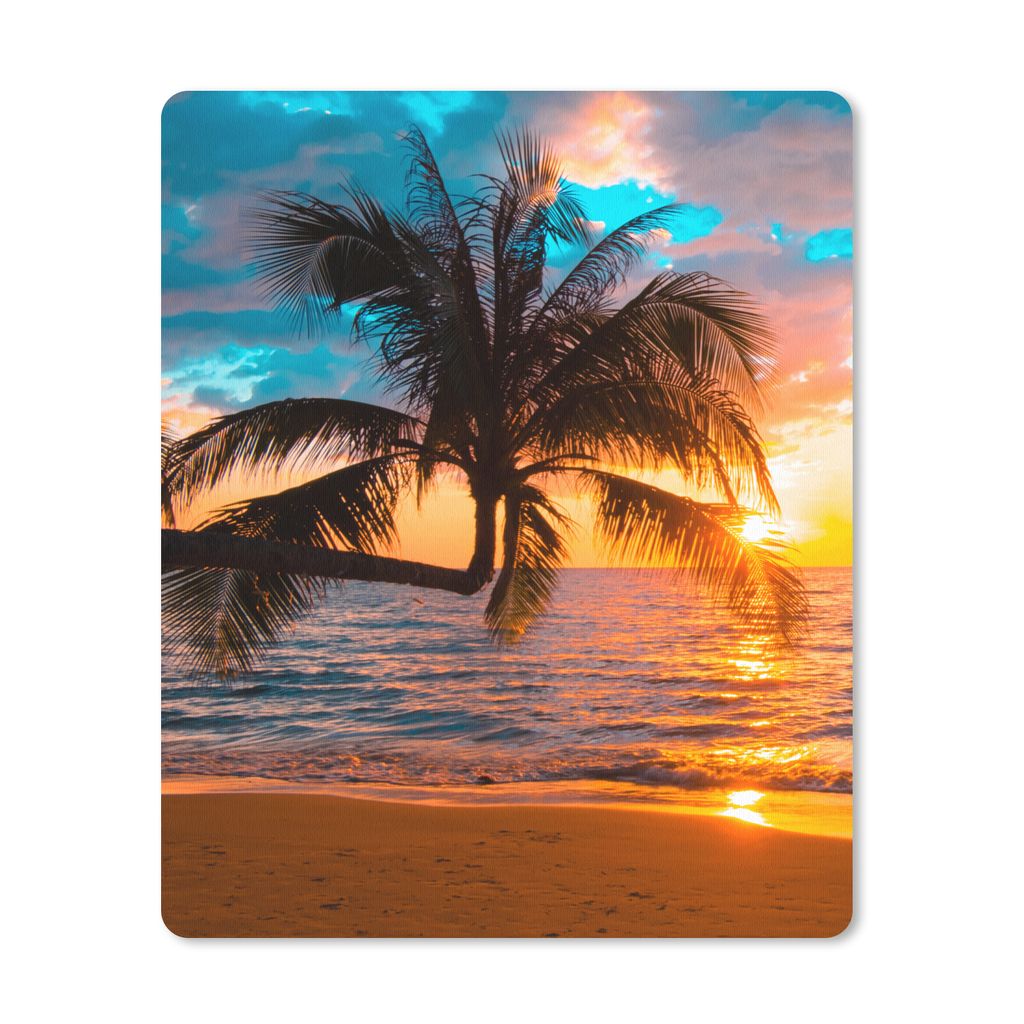 MuchoWow Mauspad Mousepad Palme - Sonnenuntergang - Horizont - Strand - Meer - Tropisch 19x23 cm - Mousepads - Maus Mat - Pad - Mausunterlage - M...