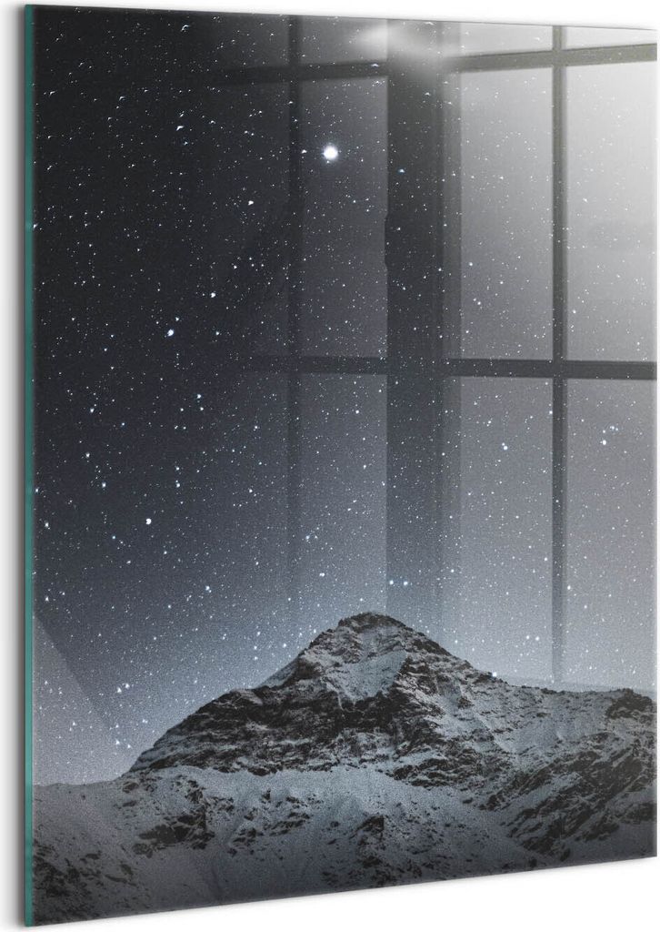 Designer Glasbild - Wandbild - Glas Bild - 60x80 cm - Berg In Einer Sternenklaren Nacht