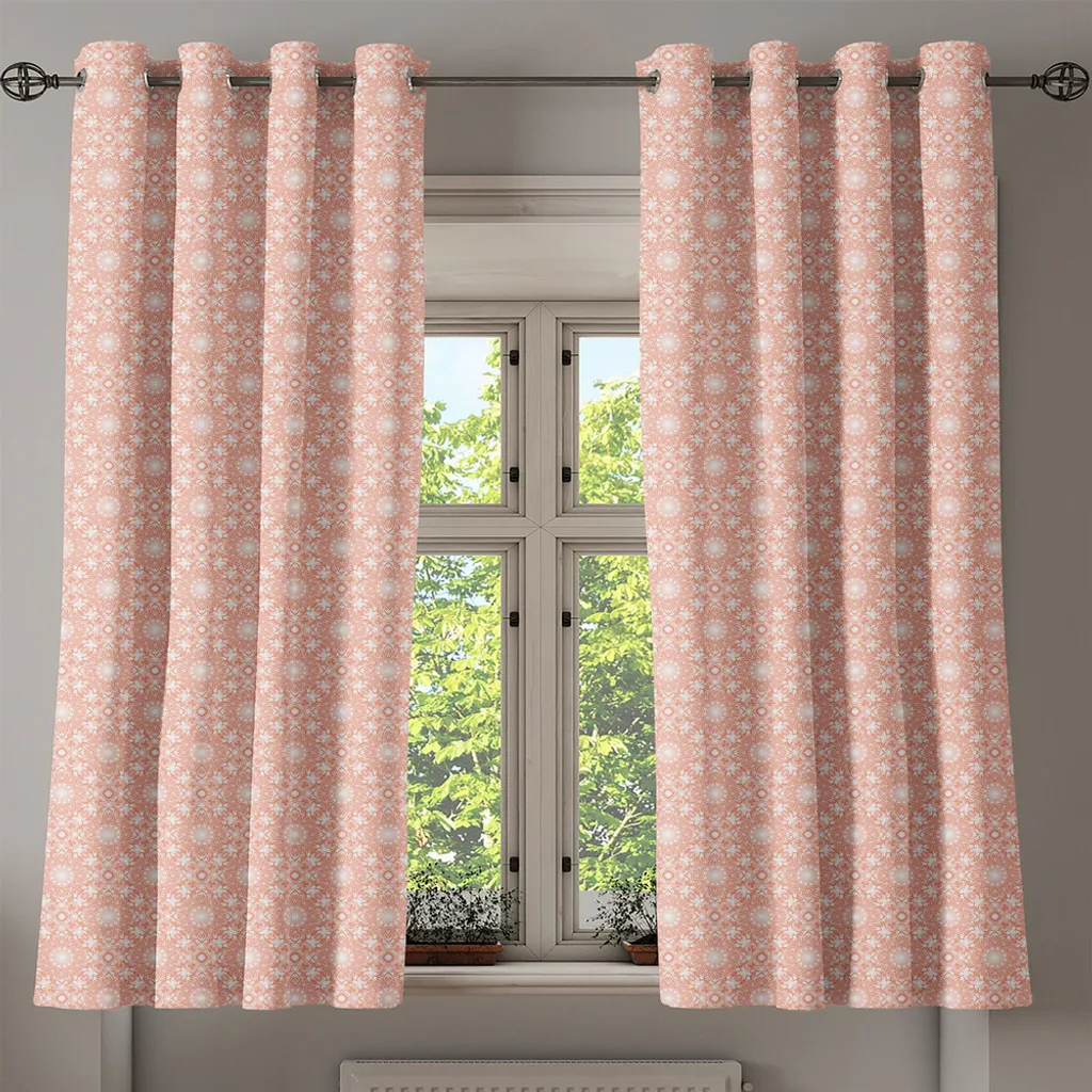 ABAKUHAUS Tende Flourish Mandala Corallo | 2 Pannelli 280x245 cm - 2