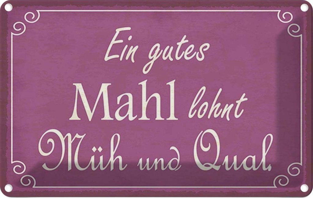 vianmo Blechschild 20x30 cm ein gutes Mahl lohnt Müh Qual Produktbild 