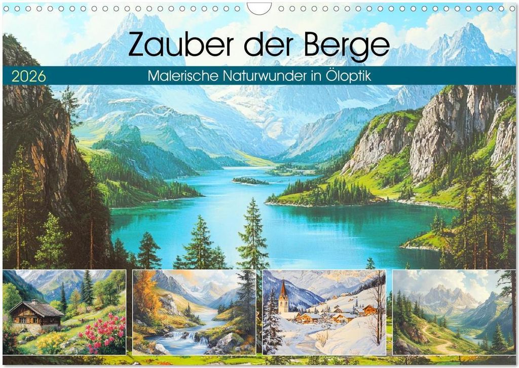 Zauber der Berge. Malerische Naturwunder in Öloptik (Wandkalender 2026 DIN A3 quer), CALVENDO Monatskalender