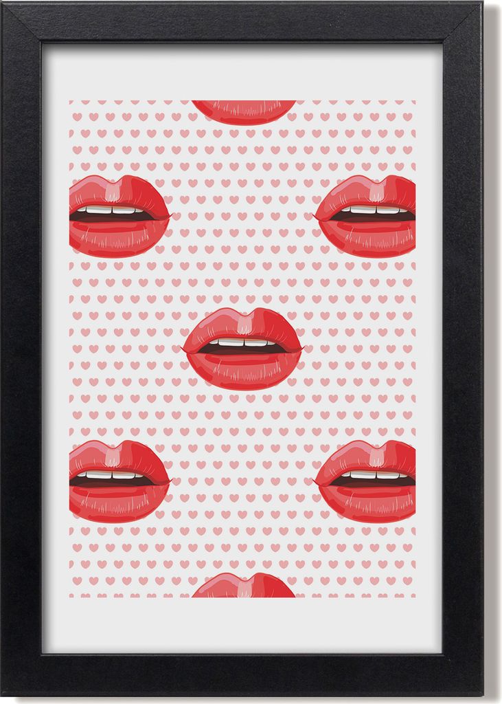 Bild 20x30 MDF-Rahmen, Wandkunst Rote Lippen