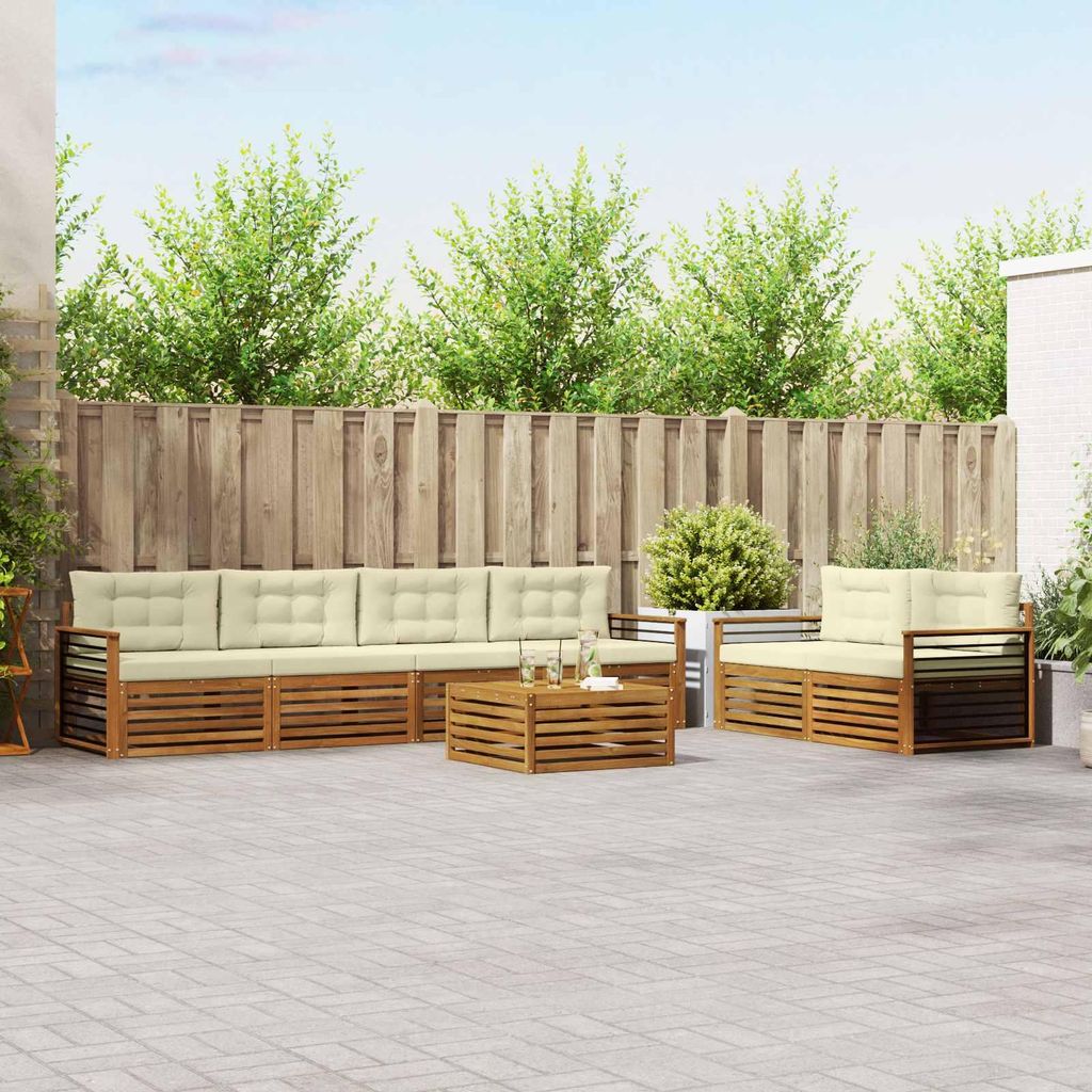 (Robust Möbel)Outdoor-Sofagarnitur - CLORIS - Balkonmöbe/Sitzgruppe - mit Kissen 7 pcs - Moderne Design - Natur und Creme - Gartensofas NeuM...
