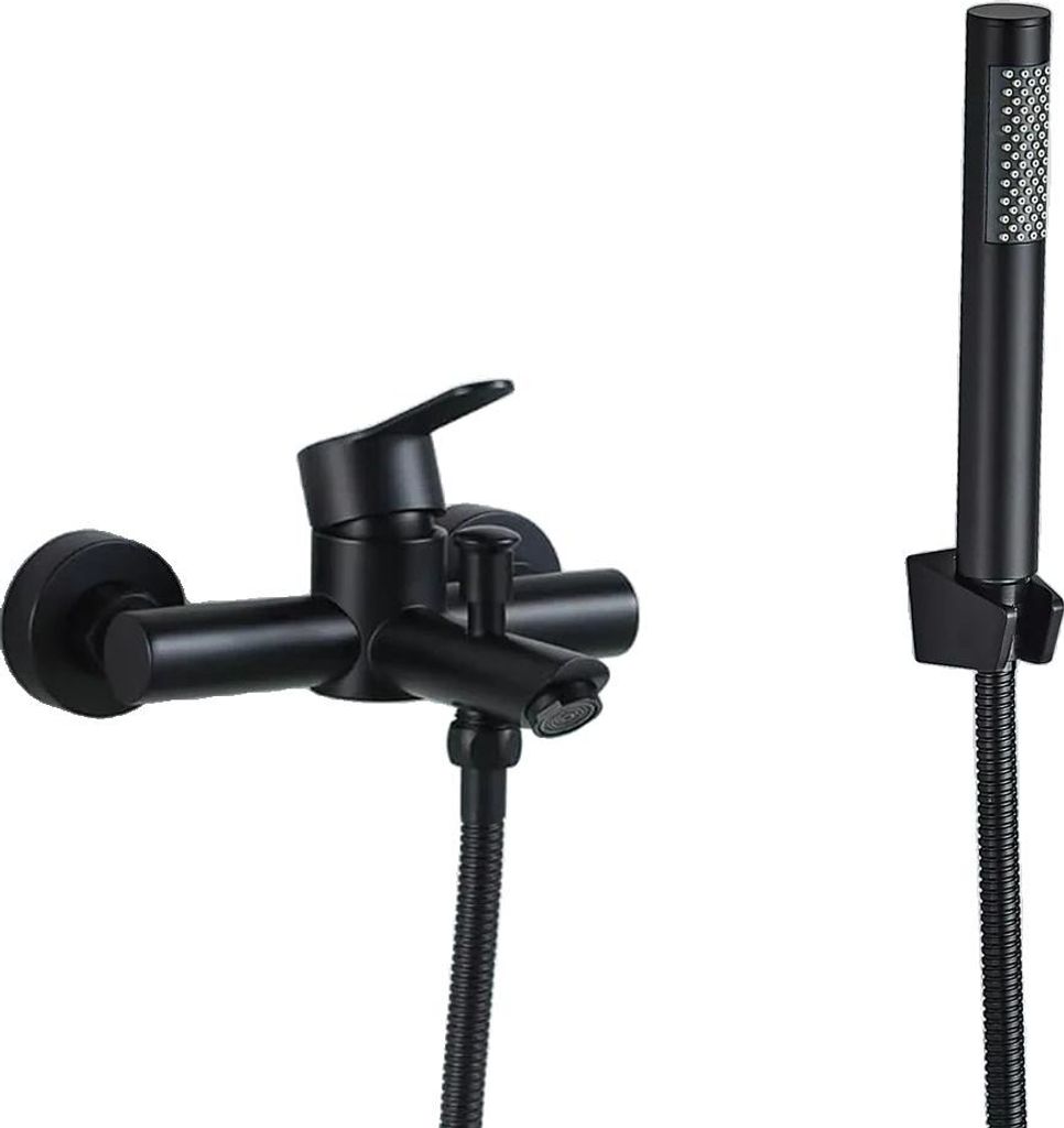Badezimmer Duscharmatur, Keramikkartusche, Einhebel, Klassischer Stil, Schwarzes Komplettset B