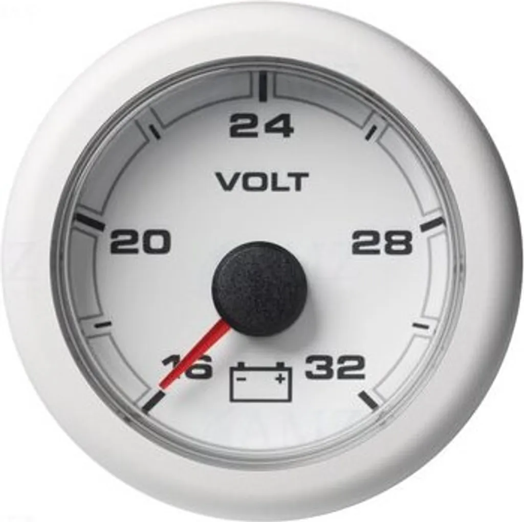 Voltmètre 16-32V 52mm VDO OCL Blanc - Surveillez votre Tension de Batterie
