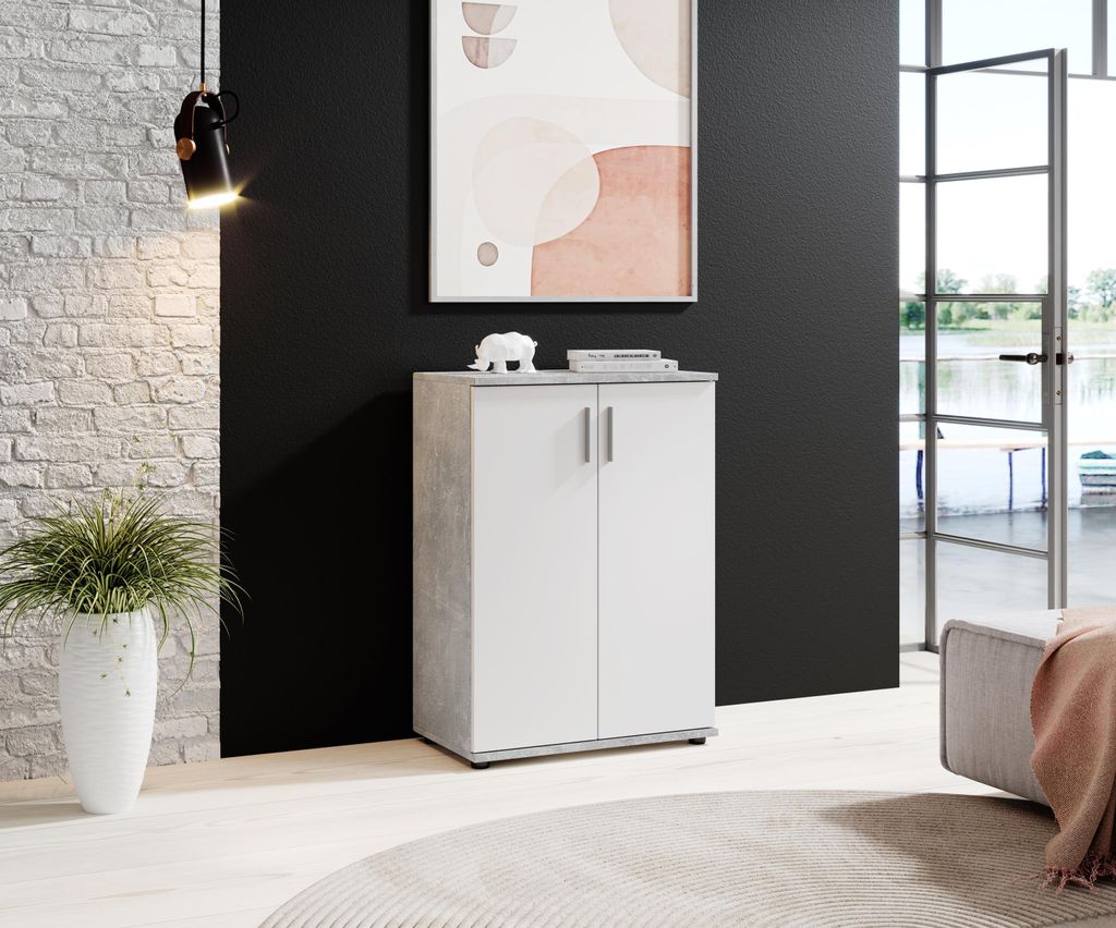 Kommode >Freida< (B/H/T 60 x 82 x 35 cm) in Beton / Produktbild 