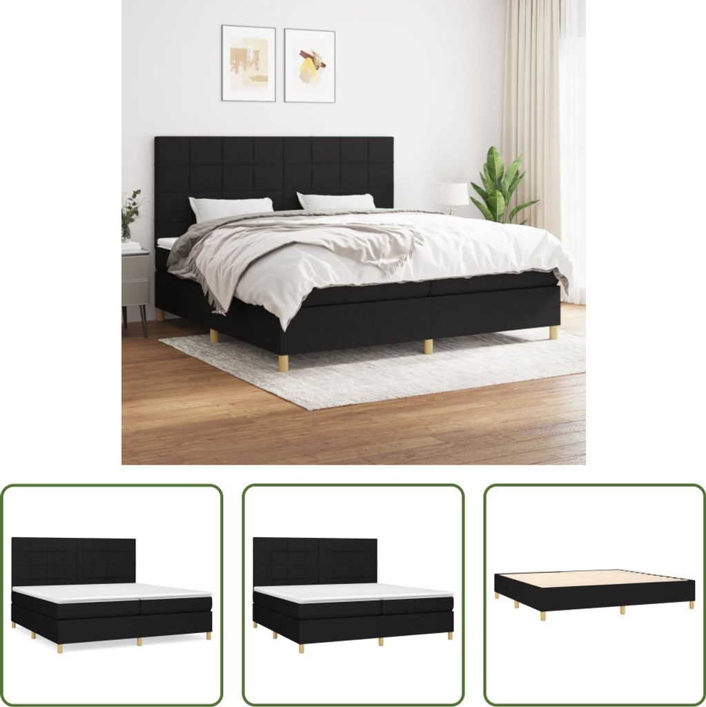 The Living Store Boxspringbett mit Matratze Schwarz 200x200 cm Stoff