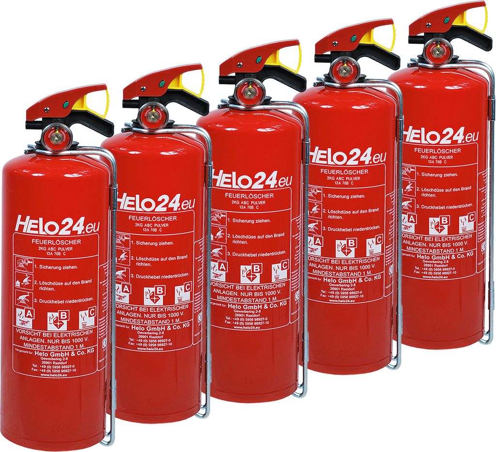 Feuerlöscher Pulverlöscher Pulver Halterung Manometer 5x 2kg ABC 4LE D2