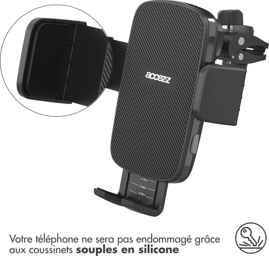 Chargeur Induction Voiture sur Grille d'Aération avec Support Noir