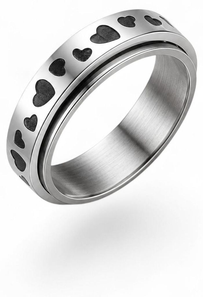 Herz Drehring aus Edelstahl – Anti-Stress Ring mit Produktbild 