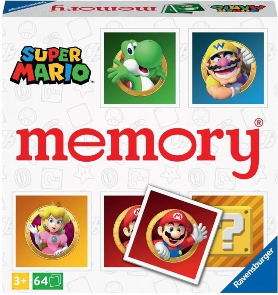 Memory Spiel Super Mario, Lernspiel, Ravensburger, 3 Jahre +, 64 Karten (32 Paare)