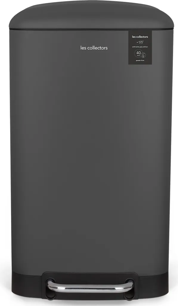 Les Collectors N°831 Poubelle de cuisine à pédale 40L en inox gris mat
