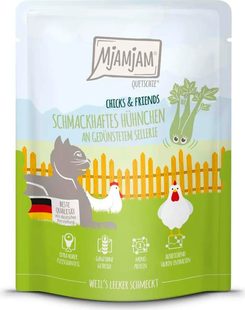 MjAMjAM Chicks & Friend Pollo e Sedano 6x300g - Etico e Senza Cereali