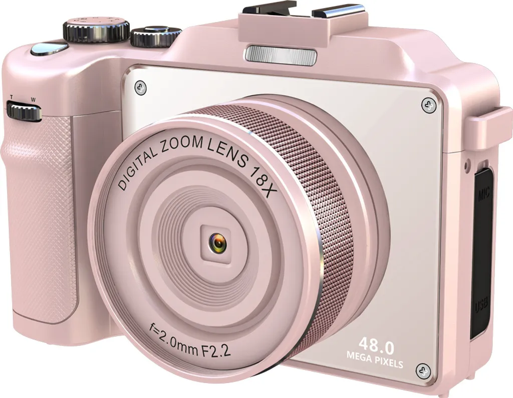 INF Fotocamera digitale 4K/48MP/zoom digitale 18X/stabilizzazione/autofocus/doppia fotocamera Rosa