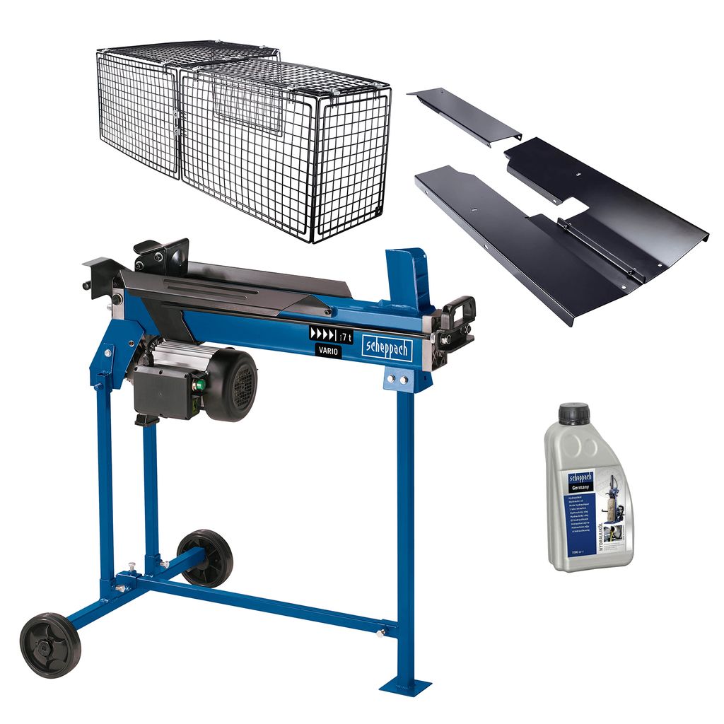 Scheppach liegend Holzspalter HL760LS Brennholzspalter | elektrisch 230V | Spaltkraft 7 Tonnen | Spaltlänge 520mm | mit Untergestell & 1L Hydrauli...