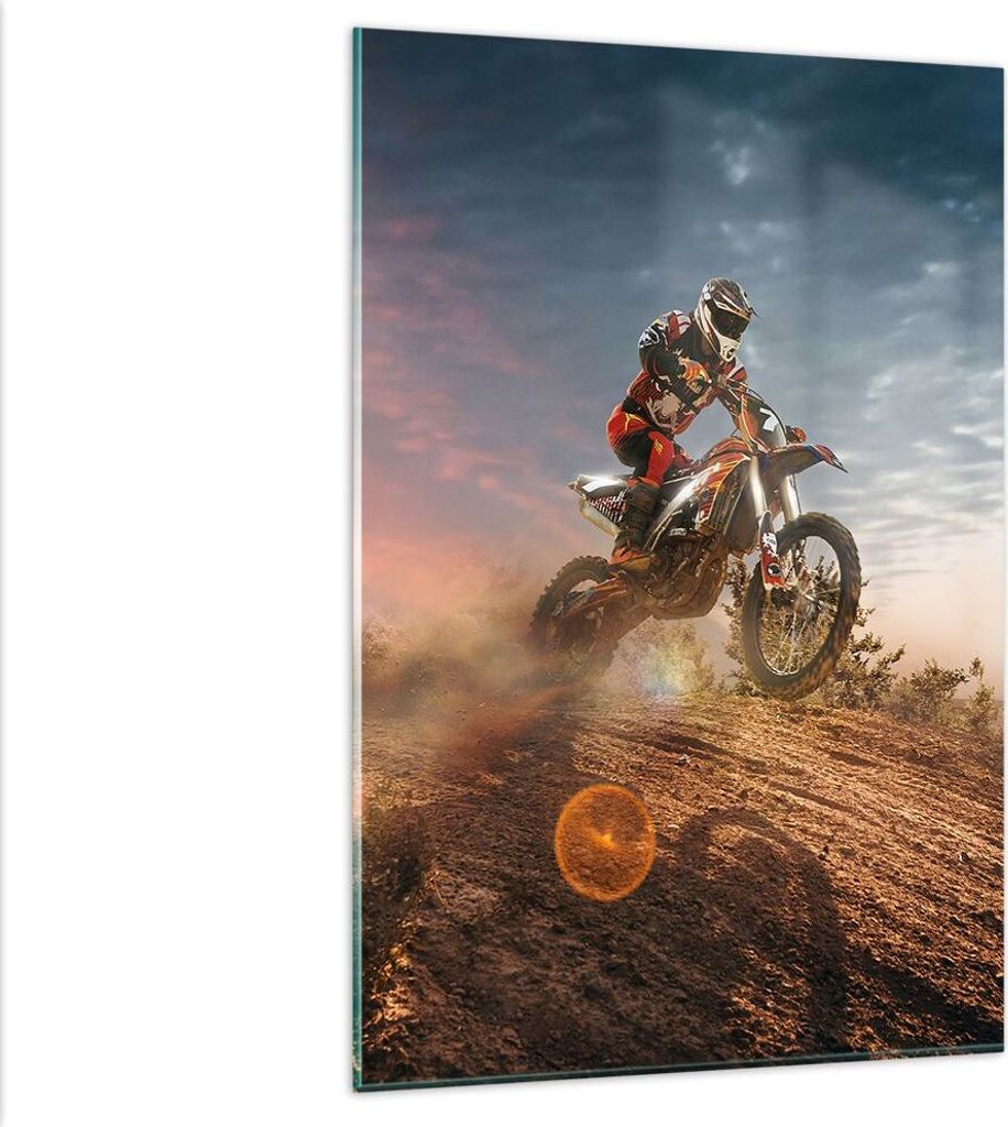 Bilder auf glas - Einteilig - Motor Reiten Helm - 80x120cm - Glasbilder - Wandbilder - Bilder - zum Aufhängen bereit - Wanddekoration aus Glas - G...