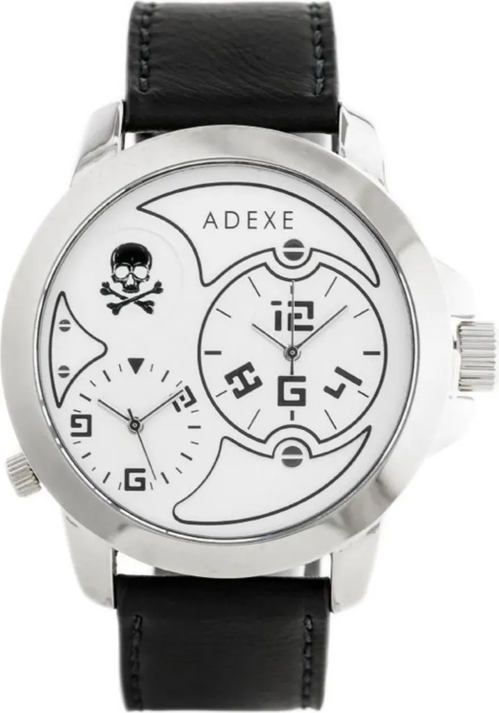 Montre analogique Adexe ADX-1613A-1A noire et argent pour hommes