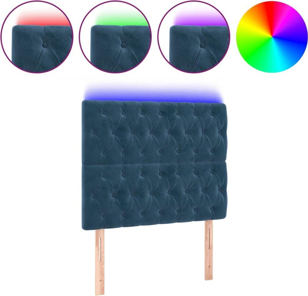 vidaXL LED Kopfteil Dunkelblau 100x7x118/128 cm Samt