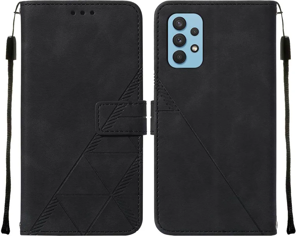 Custodia Samsung Galaxy A32 5G Portafoglio Goffrata Nera Premium