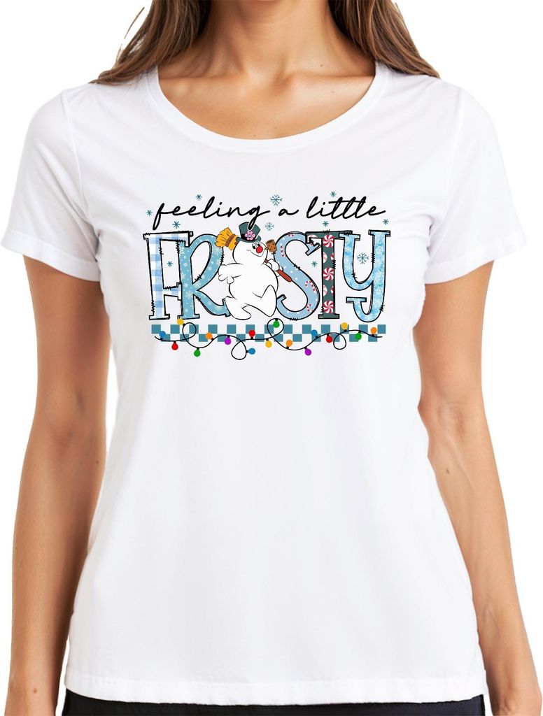 Feeling A Little Frosty Snowman Weihnachten Lustig Geschenk Damen T-Shirt, Weiß, XXL