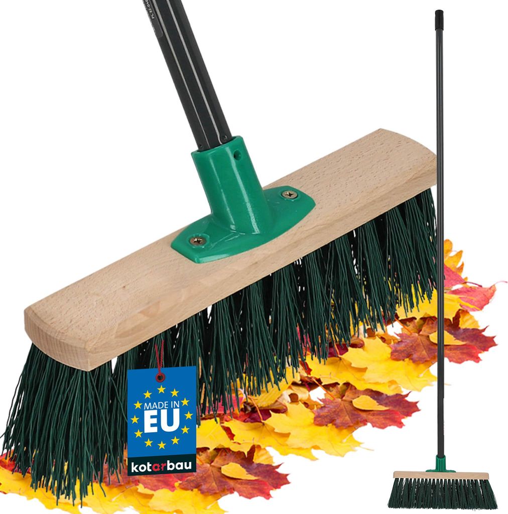 KOTARBAU Besen mit Metallstiel 30 cm Straßenbesen mit Nylonborsten Kehrbesen aus Holz für Draußen & Drinnen Zimmerbesen mit Stiel Gartenbesen ...