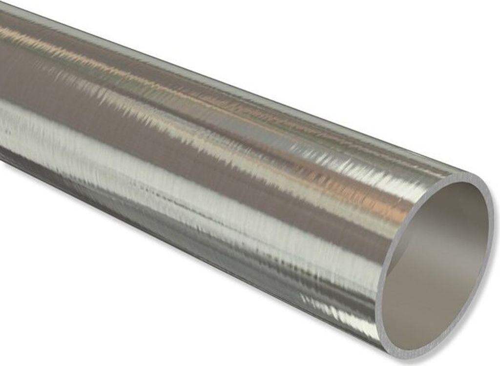 Interdeco Metallrohr 20 mm Ø, Rohr für Gardinenstangen, Edelstahl-Optik, 180 cm