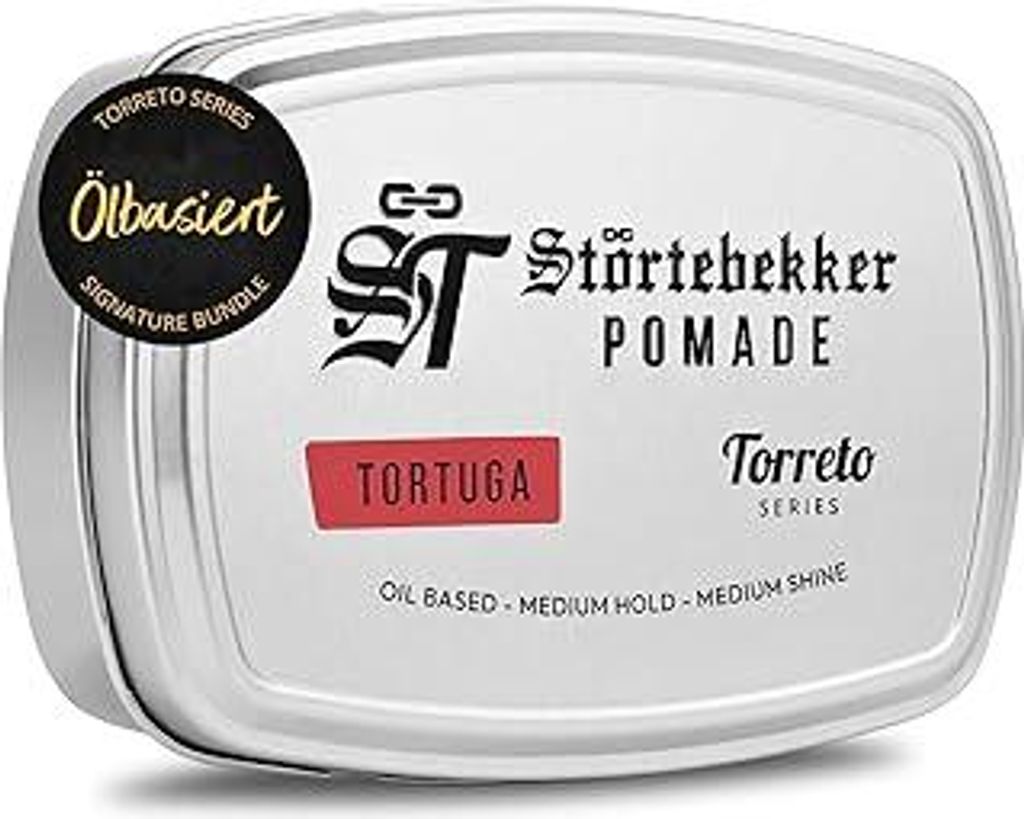 StörtebekkerPremium Pomade Ölbasiert Tortuga - Pomade Herren 'Torreto Series' - Mittlerer Halt - Mittlerer Glanz - Haarwachs 125ml - Barbershop H...