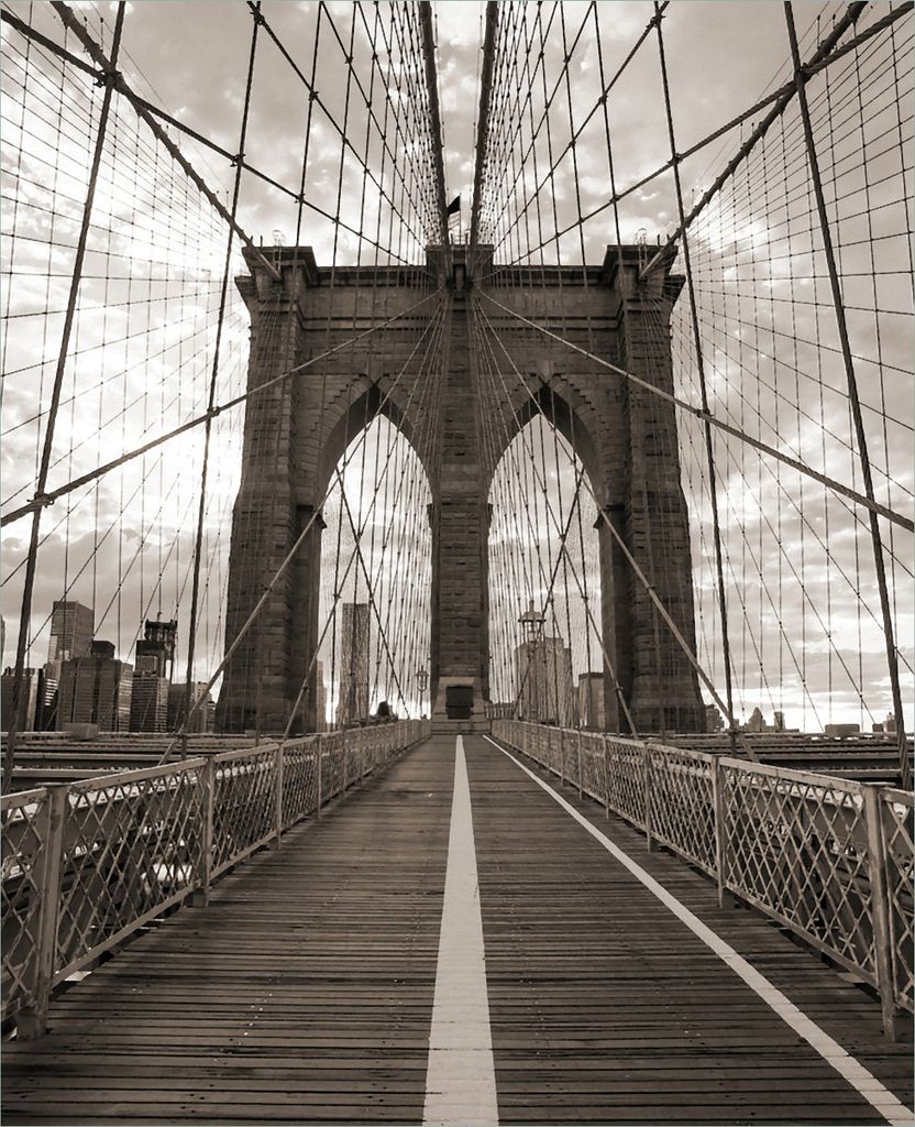 Wallario Magnet für Kühlschrank / Geschirrspüler, magnetisch haftende Folie - 60 x 80 cm, Motiv: Brooklyn Bridge in New York