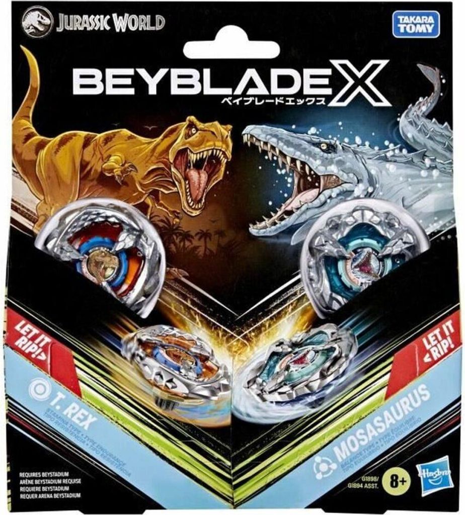 Beyblade X Jurassic World T. Rex vs. Mosasaurus, 2 Takara Tomy Wettkampfkreisel, 2 Starter, ab 8 Jahren