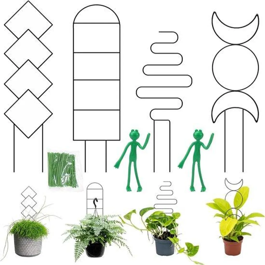 Attaches plantes en métal robustes pour tuteurage intérieur - Lot de 4