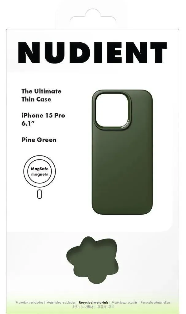 Coque MagSafe iPhone 15 Nudient Pine Green Idéale Usage Quotidien Fine