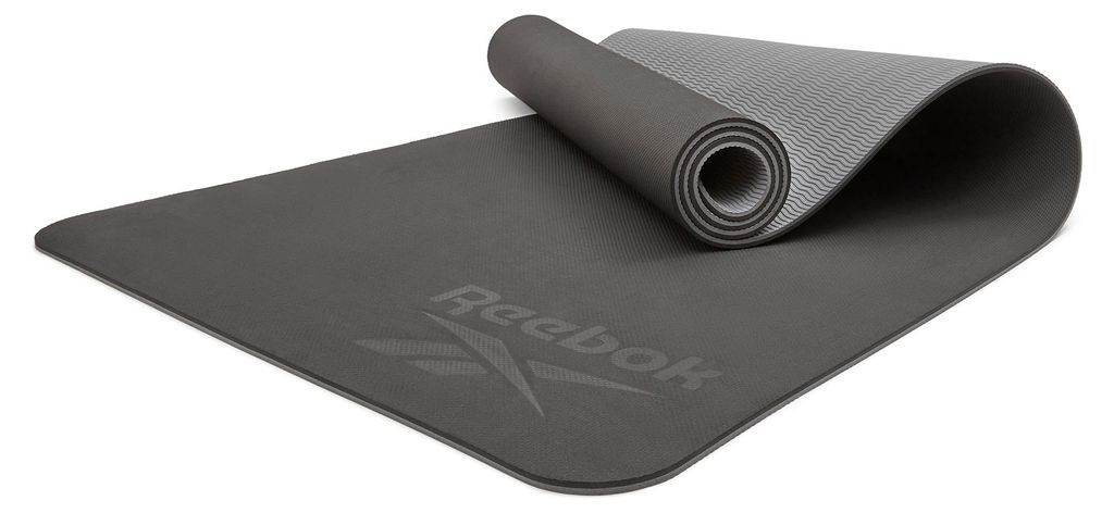 Reebok Yogamatte, 6mm, doppelseitig, Schwarz/Grau