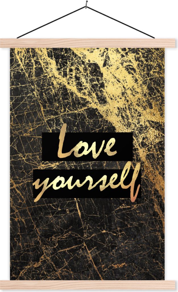 MuchoWow Textilposter Zitat - Selbstvertrauen - Murmel 120x180 cm mit holzfarbenen Rahmen - Textil-Plakat
