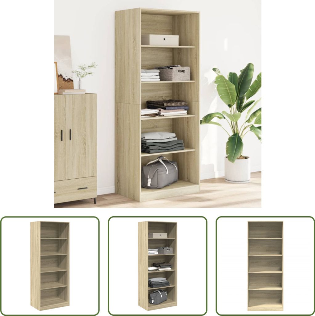 The Living Store Kleiderschrank Sonoma-Eiche 80x50x200 cm Holzwerkstoff