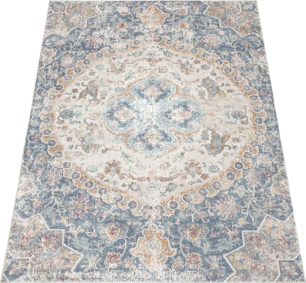 Outdoor Teppich Orientalisch Vintage Balkon, Terrasse schmutzabweisend Blau Rechteckig 120x170 | 100% Polypropylen | Florhöhe: 2 mm | pflegeleicht