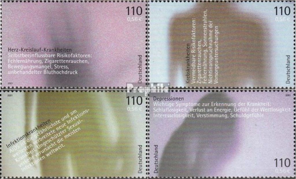 Briefmarken BRD (BR.Deutschland) 2001 Mi 2200-2203 (kompl.Ausg.) FDC Für Gesundheit