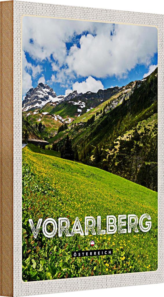 Holzschild Reise 20x30cm Vorarlberg Österreich Wälder Natur