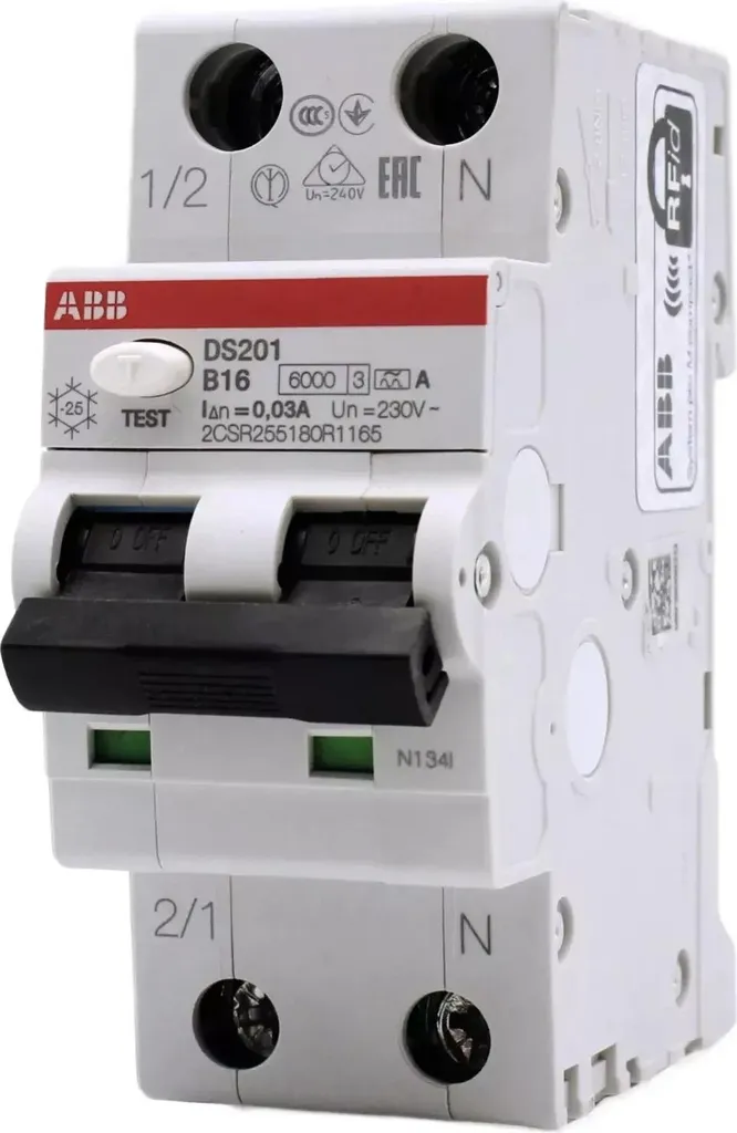 Disjoncteur ABB DS201 A 16A : Stop aux Risques d'Électrocution 30mA - 7