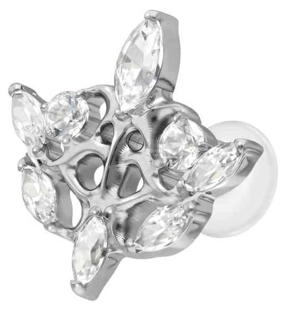 Ohrpiercing, Nasenpiercing PTFE Labret mit Innengewinde + Titan-Aufsatz GOTISCHES DESIGN Silber Stablänge: 6mm | Stabstärke: 1,2mm
