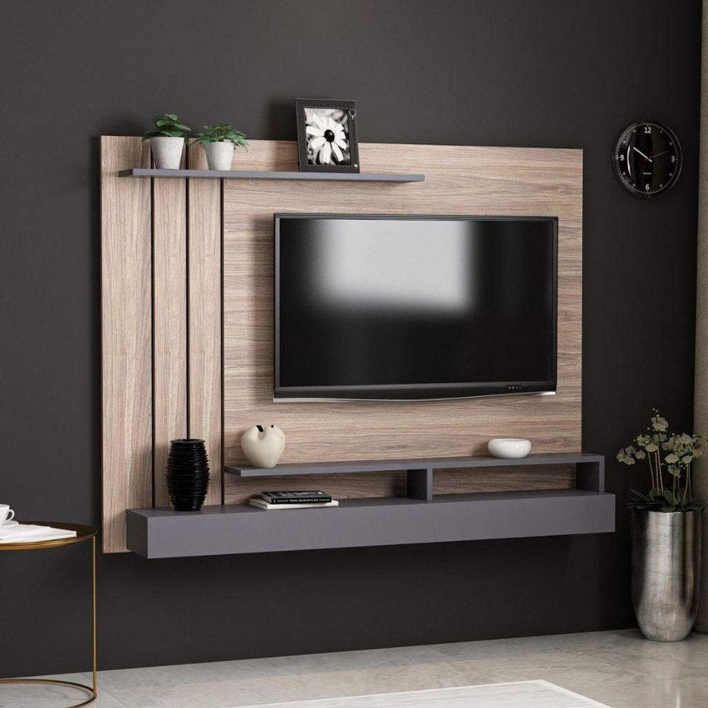 Parete porta tv noce particolari antracite Lawrance 157 Immagine del prodotto 